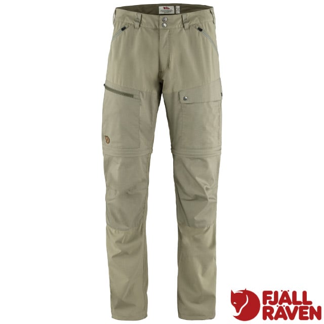 【Fjallraven 小狐狸】男 Abisko 彈性耐磨登山健行兩截式長褲/81154-235-622 草原棕/淺橄欖✿30E010